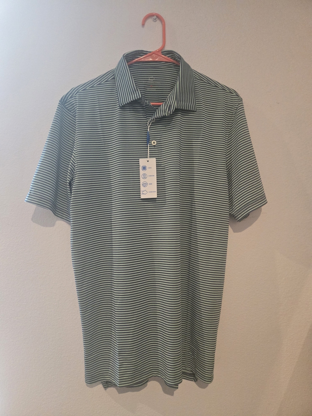 Southern Tide Blue-Green Striped Polo